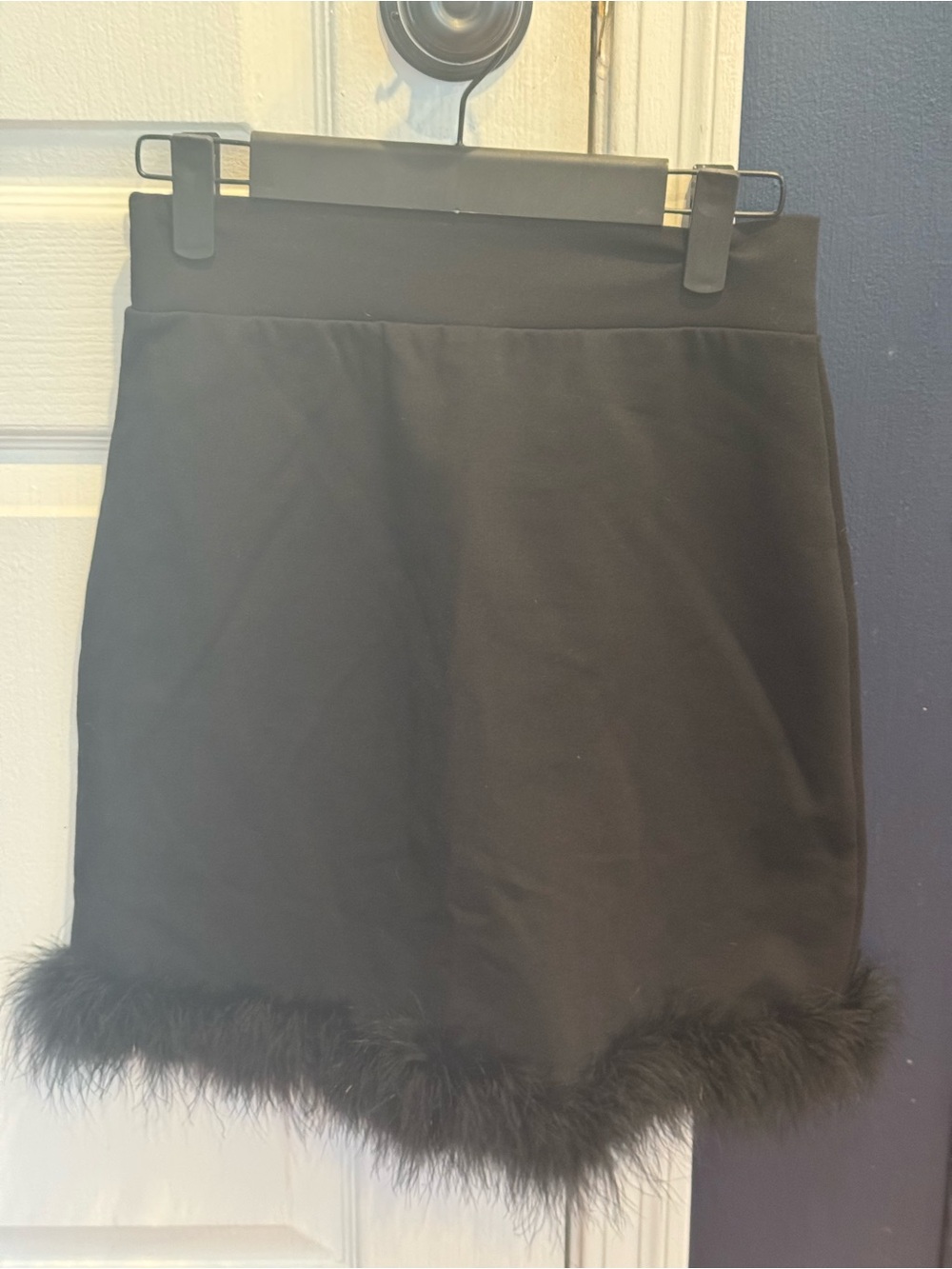 Urban Outfitters Black Midi Skirt with Feather Trim